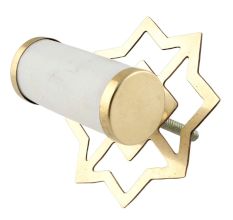 White Round Stone Gold Cabinet Knobs